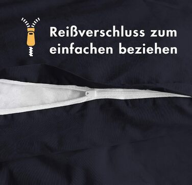 Стильна постільна ковдра Sleeptime з 100% бавовни, 200x200 см, темно-синій колір, м'яка та без прасування. Комплект постільної білизни з 2 наволочками 80x80 см, 3-частинний комплект, колір морської хвилі.