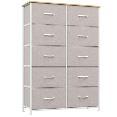 Тканинна комода Somdot з 8/10 висувними ящиками, білий (сірий), 30x80x114.5 см