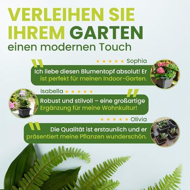 Набір з 3 великих пластикових горщиків для квітів на вулицю, 40x40 см, з підставкою, модель Don, виготовлено в Німеччині, антрацит