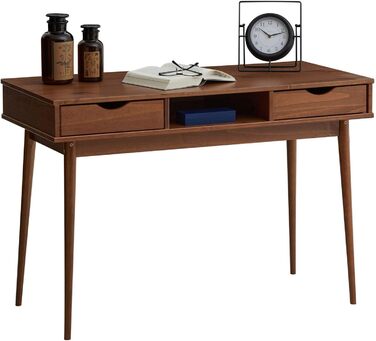 Прогулянковий стіл IDIMEX Stefano з 2 висувними ящиками, робочий стіл з масиву сосни каштанового кольору, офісний стіл з конічними ніжками, комп'ютерний стіл з відділенням