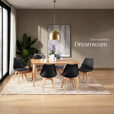 Тектейк® Комплект обідніх стільців Frederikke II (6 шт.), чорний, сучасний дизайн, для кухні, вітальні, офісу, скандинавський стиль