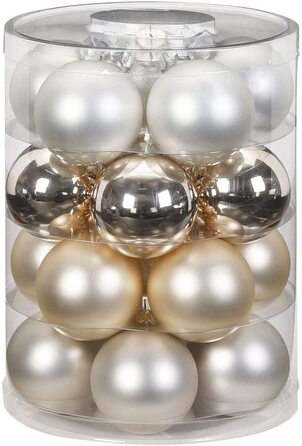 Чарівні різдвяні кулі скляні 6 см 20 шт. Колір ялинкових куль Cloud Dancer-біле шампанське кольору слонової кістки