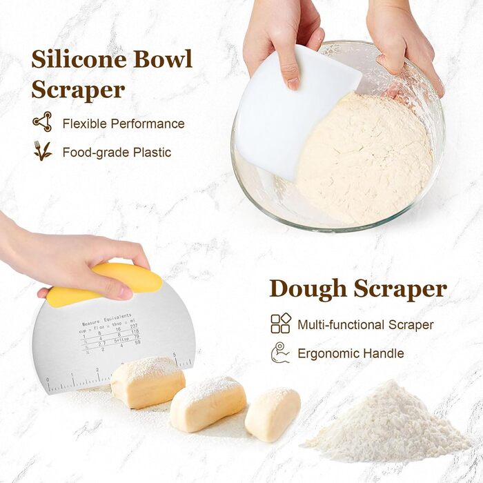 Набір для приготування закваски та випікання хліба SHANNA: корзинка для бродіння, скляна тара, скребок, мішалка, ніж (бамбук, спіральний дизайн)