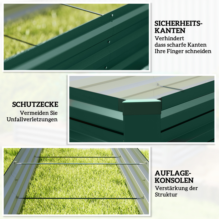 Підвищене грядка зі сталі, квітник з відкритим дном, теплиця для розсади, садовий грядка 240 x 60 x 30 см для саду та балкону