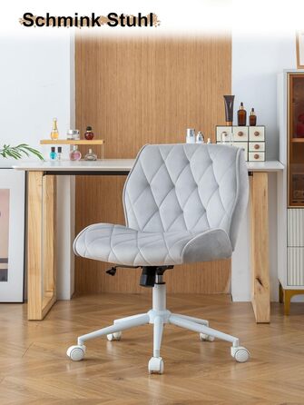 Крісло для дому та офісу Symino з регульованою висотою, функцією гойдання 12°, обшите штучною замшею, до 150 кг, сірий колір