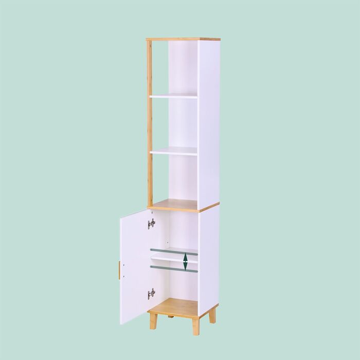 Висока шафа для ванної кімнати Relaxdays з дверцятами та 3 полицями