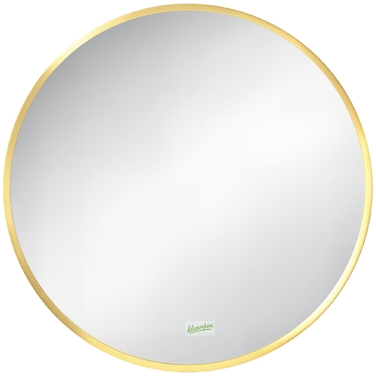 Кругле настінне дзеркало для ванної кімнати, спальні, коридору, з металевою рамою, колір: золото, діаметр: 50 см