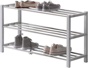 Полиця для взуття ACAZA 12 пар, 3 рівні, металева (біла)