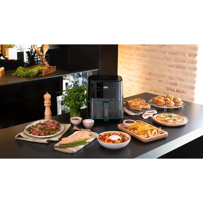 Фритюрниця без олії Cecotec Cecofry Full InoxBlack Pro 5500, 5.5 л, 1700 Вт, 8 режимів, PerfectCook, LED-дисплей