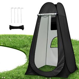 Складаний душовий навіс Charmofun: кемпінговий туалет та роздягалка з UV-захистом, портативна душова кабіна з сумкою для перенесення, чорна
