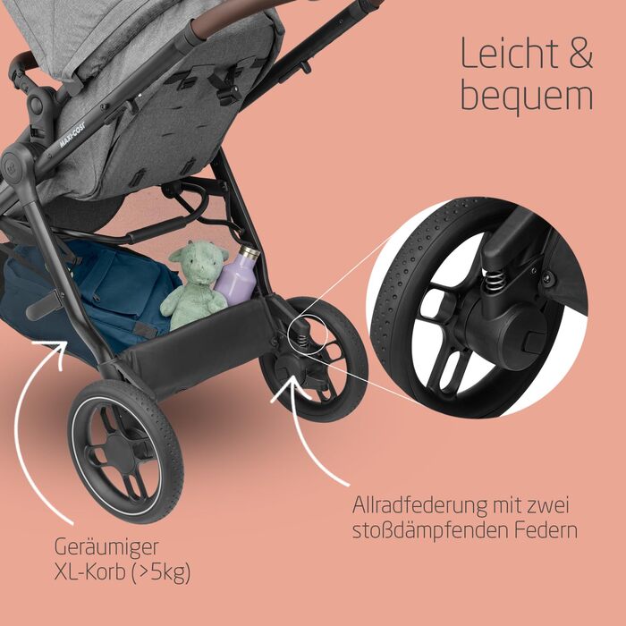 Дитяча коляска 3 в 1 Maxi-Cosi Zelia S Trio Grey з автокріслом CabrioFix S i-Size, 0-4 роки, до 22 кг, компактна, складна, з аксесуарами та пеленальною сумкою