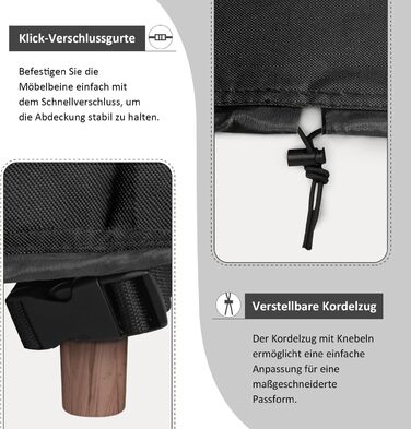 Водостійкий чохол для садово-патіо меблів 300x300x90 см, чорний, з вентиляційними отворами, 420D Oxford, захист від пилу та УФ-променів