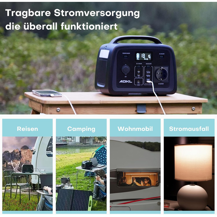 Портативна електростанція Powerbank 320Wh з акумулятором LiFePO4, 300W, сонячний генератор з виходом 300W AC/PD 60W USB-C, для кемпінгу, подорожей, надзвичайних ситуацій