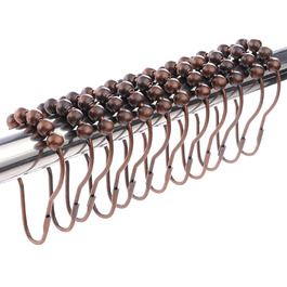 Набір кілець для душу, 12 шт. з нержавіючої сталі, з системою ковзання, 69x39 мм (LIHAO, колір: рожева бронза)