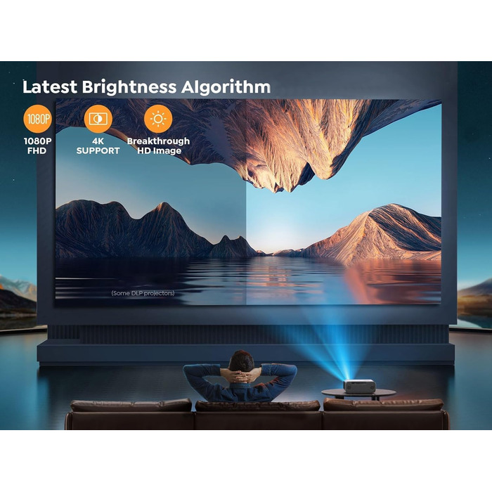 YABER Beamer: проєктор для домашнього кіно, 1080P Full HD, підтримка 4K, автофокус та корекція Keystone