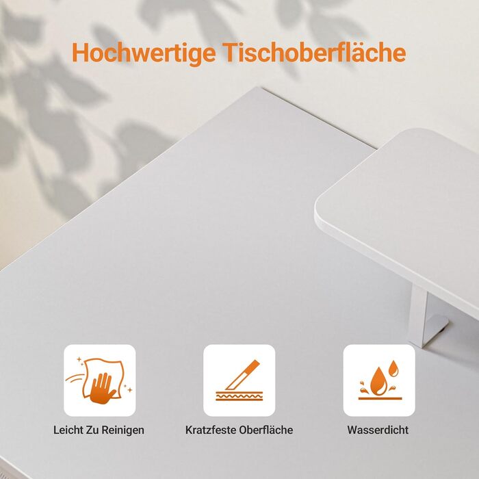 Комп'ютерний стіл Claiks з 3 шухлядами, 120 x 60 см, з полицею, 2 розетки та 2 USB-порти, для офісу та дому, білий