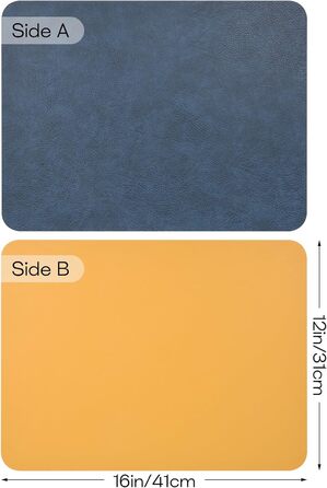 Набір підставок під тарілки 6 шт., синій, 40x30 см, нековзкі, миючіся, з термостійкого кожзаму