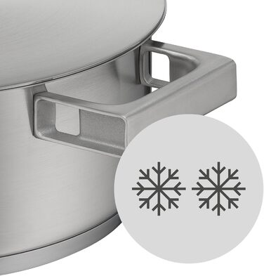 Каструля WMF Ultimate Cool 24 см з нержавіючої сталі Cromargan з індукційним дном, 4.1л, з кришкою з нержавіючої сталі, з внутрішньою шкалою, з терморегульованими ручками, придатна для миття в посудомийній машині