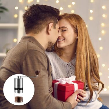 Ручна кавомолка VEVOK CHEF з нержавіючої сталі з керамічним жорном, регульована ступінь помолу, вінтажний дизайн, портативна, для дому та кемпінгу, срібна