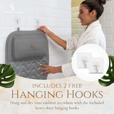 Подушка для ванни для всього тіла 125x43см - Подушка для ванни з підголовником для підтримки шиї, спини та ніг - З мішком для прання та подорожей та гачком для швидкого сушіння - Сіра