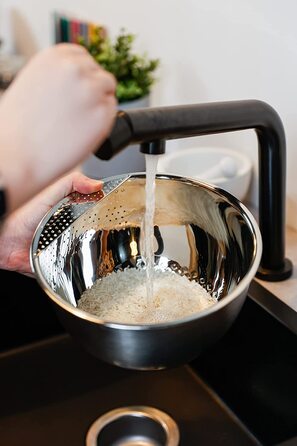 Миска для миття рису з нержавіючої сталі сито для миття рису і овочів-з нековзною силіконовою основою