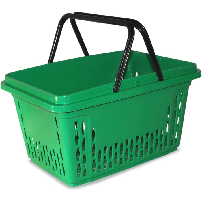 Пластикові кошики для покупок з 2 вішалками 40-літрові поліпропіленові барвисті колірні рішення (1, Зелений)