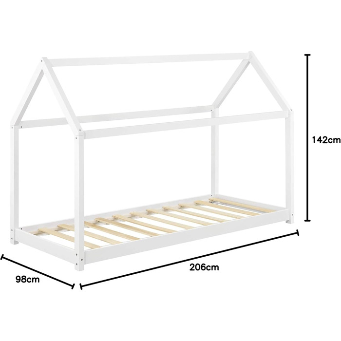 Дитяче ліжко Netstal Hausbett Bodenbett з сосни, 90x200 см, білий колір, без матрацу