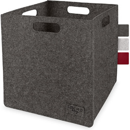 Коробка для зберігання з фетру sølmo I, органайзер 33x33x33 см Складний кошик для зберігання, контейнер для зберігання без кришки I Іграшки, одяг, кошик для білизни (темний камінь)