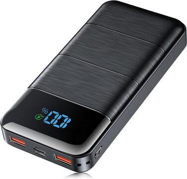 Вт, Power Bank 30000mAh USB C PD20W швидка зарядка, зовнішній акумулятор мобільного телефону Портативний зарядний пристрій з LED дисплеєм 3 виходи 2 входи Protable Mobile Power Bank Station для смартфонів, 22.5