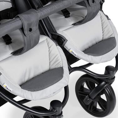 Візок для близнюків Hauck Roadster Duo SLX Grey/Silver: прогулянка від народження до 15 кг, функція лежання, великий кошик, компактний у складеному стані