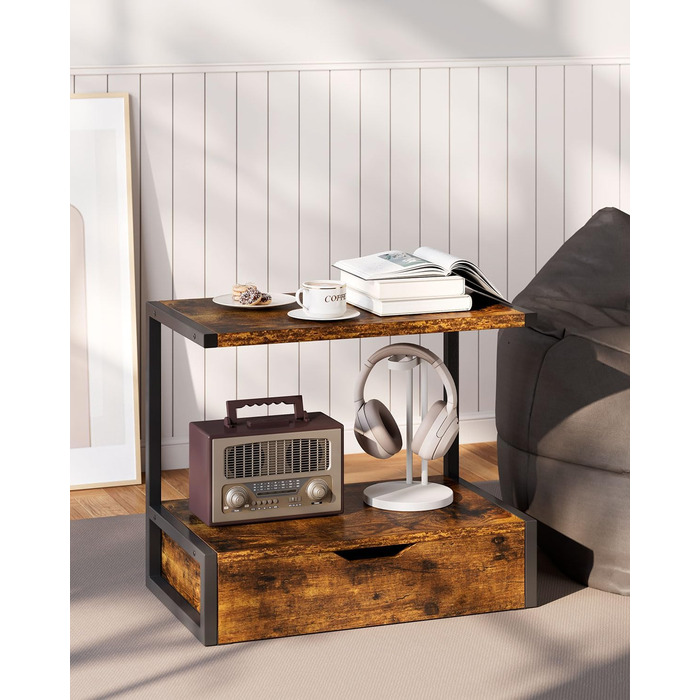 Підставка для принтера IBUYKE 2-ярусна, столик з полицею, органайзер для офісу, TLJ015W (Коричневий)