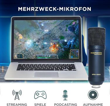 Мarantz Professional MPM-1000U - Конденсаторний мікрофон з великою мембраною, USB, з нирковою характеристикою для подкастів, студії, геймінгу. Комплектується кабелем USB та кліпсою для мікрофона.