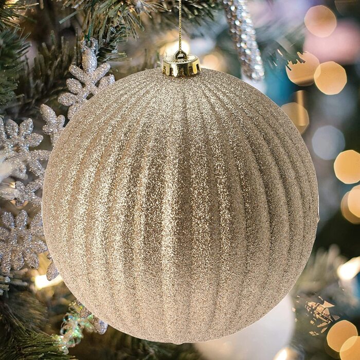 Різдвяні кулі вуличні ялинкові кулі, морозостійкі і атмосферостійкі (кулька діаметром 18 см - , шампанське з блискітками)