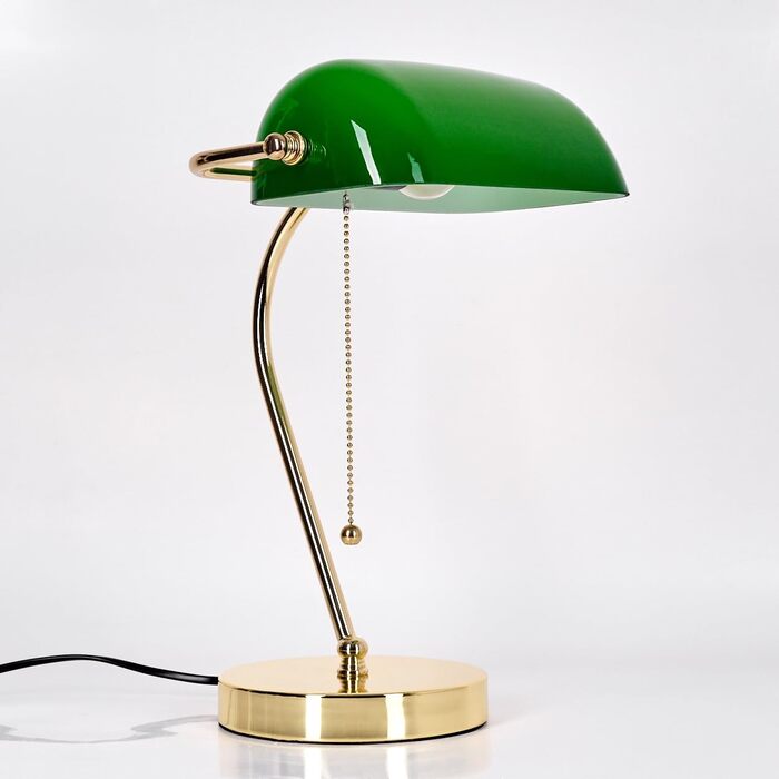 Торшер HOFSTEIN Tremoceira: металева лампа з скла, бронза/зелений/білий, класичний дизайн, для офісу та дому, висота 38 см, цоколь E27