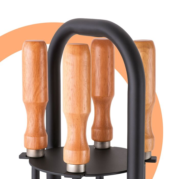 Набір для каміну Relaxdays, 5 предметів з дерев'яними ручками