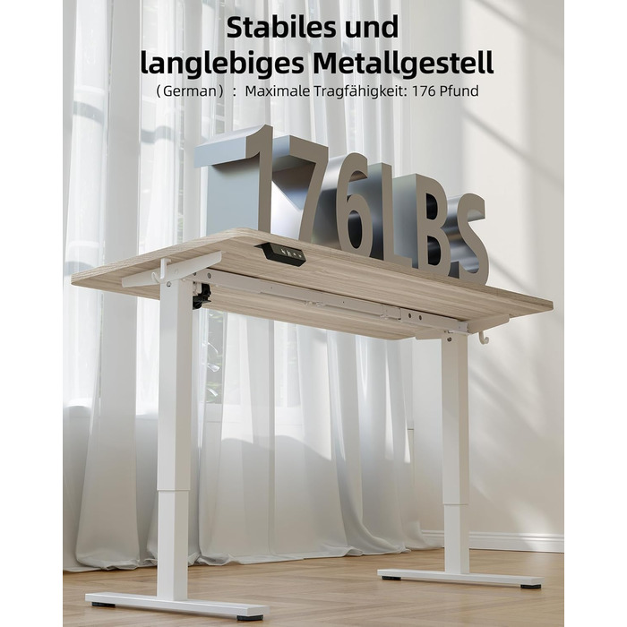 Регульований стіл BEXEVUE 120x60 см, електричний, з пам'яттю, для комп'ютера, білий