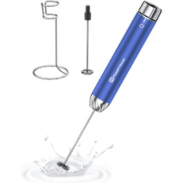 Електричний піногасник для молока Maestri House з регулюванням швидкості, знімний металевий вінчик, для лате та капучино (Металевий блакитний)