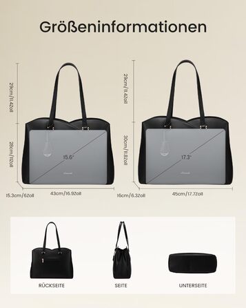 Сумка LOVEVOOK для жінок: велика, для ноутбука, шопер, робоча, офісна, з PU шкіри, чорна (15,6 дюймів)