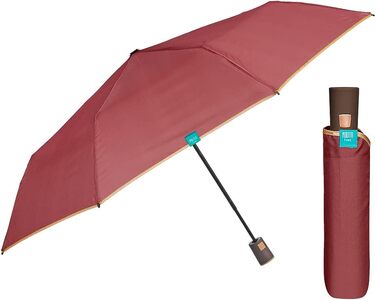 Різнобарвна парасолька PERLETTI автоматична для жінок з крапками - кишенькова парасолька Pocket Umbrella Compact Mini Light Windproof - Rain Umbrella Small Travel - діаметр 96 см (червоний із золотим обідком)