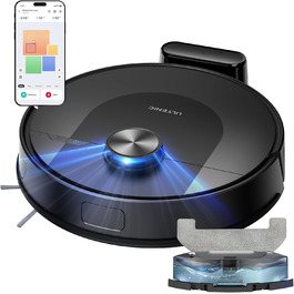 Робот-пилосос Ultenic T10 з функцією миття підлоги, 8000 Pa, станція самостійного очищення 3,5 л, для видалення шерсті тварин з килимових та твердих поверхонь, AI-лазерне уникнення перешкод, керування через додаток