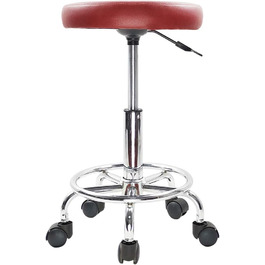 Стілець на коліщатках kkton регульований по висоті обертовий барний стілець робочий стілець зі штучної шкіри офісний стілець (червоний)