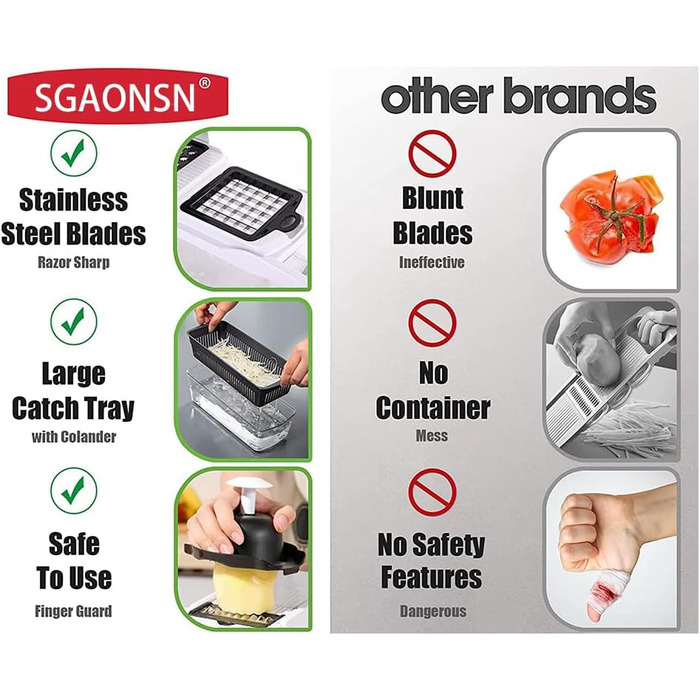 Багатофункціональний набір для нарізки овочів 22 в 1: спіралізатор, тертка, нарізчик для цибулі, картоплі, фруктів. Чорний