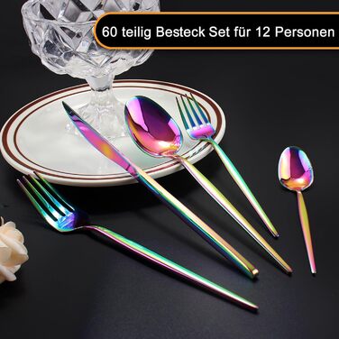Набір столових приборів на 6 осіб, Targzier, 30 предметів, нержавіюча сталь, кольоровий, для кухні/готелю/ресторану, преміум-якість, придатний для миття в посудомийній машині