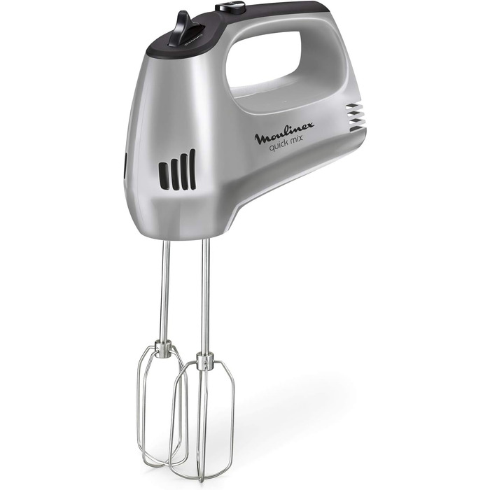 Міксер ручний Moulinex Quickmix HM3108 300 Вт, 5 швидкостей, нержавіюча сталь, для тіста, крему, чорний
