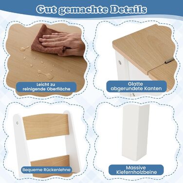 Дитячий стіл COSTWAY 3 в 1 з 2 стільцями: стіл для малювання, мольберт, місце для зберігання. Дерев'яний дитячий стіл-трансформер, 120 x 60 x 60 см (натуральний колір).