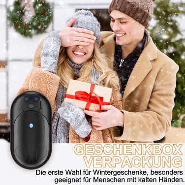 Електричний грієчка для рук Lepwings, 2 шт., 6000 mAh, USB-зарядка, 3 режими, 20 годин роботи, для активного відпочинку взимку, чорний