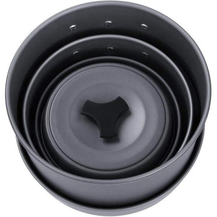 Набір посуду для кемпінгу yourGEAR Ranger V (7 предметів) - для 4-5 осіб. Алюмінієвий, з антипригарним покриттям. У сітчастому мішку.