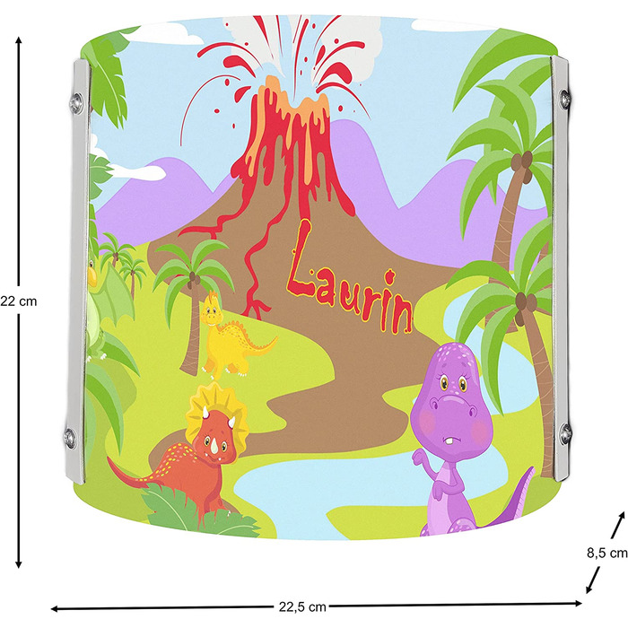 Динозавр, Настінний світильник для дитячої кімнати з індивідуальною назвою, нічник / нічник для розетки, E14, 22 x 22,5 x 8,5 см, 1122