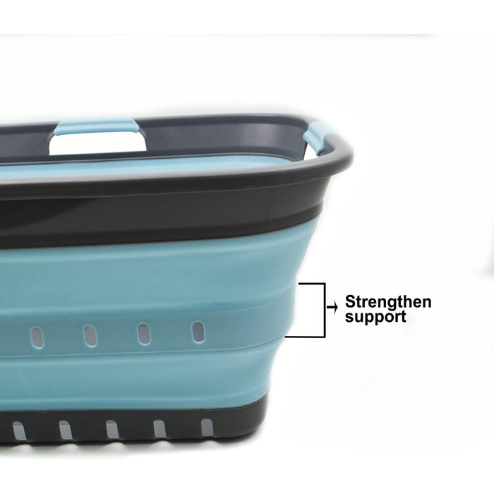 Складна Пластикова корзина для білизни SAMMART 42L-складаний висувний контейнер для зберігання / органайзер - портативна корзина для білизни компактна кошик для білизни (сірий / морський ангел, 1)
