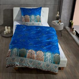 Постільна білизна Bassetti мако-сатин Delhi (155x220см 80x80см, синій)